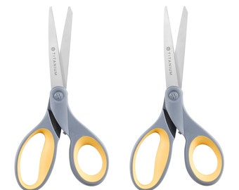 NEW Best price! Westcott Titanium Bonded Scissors, Straight-Handle, Pointed Tip, 8-Inch, Gray/Yellow, 2-pack - FAST SHIPPING!