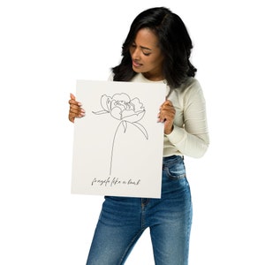 Pôster frágil como uma bomba, desenho de linha elegante, impressão de flores minimalista: arte RBG, Ruth Bader Ginsburg, arte de parede, decoração de escritório, arte de dormitório