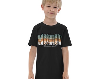 Kids Wisconsin T-Shirt: Retro Midwest Graphic Tee