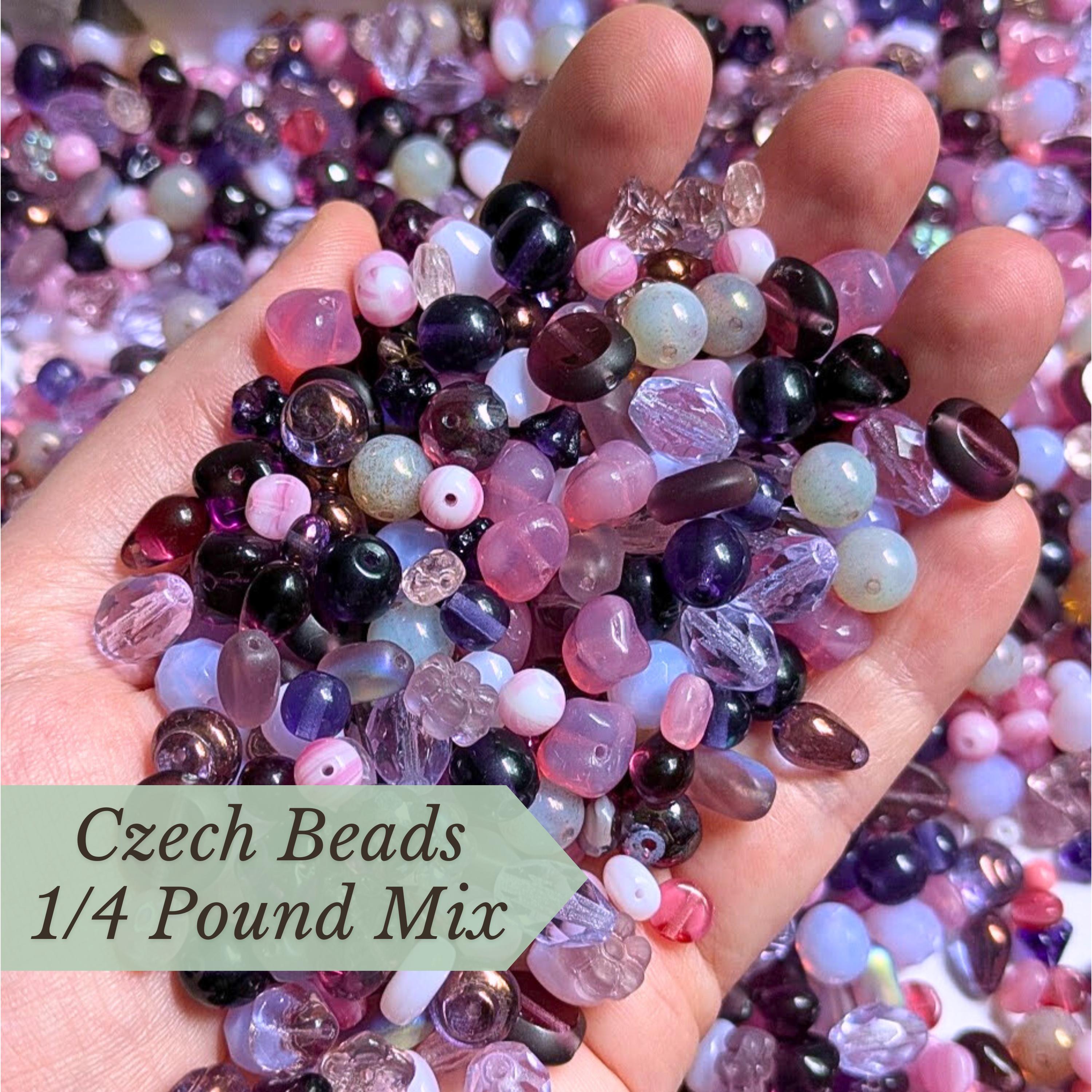 Pink Czech Glass for Beading Bead Mix Pink and Purple Craft Supply