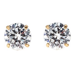 14k Gold Mini 3mm Cubic Zirconia Screw Back Stud Earrings
