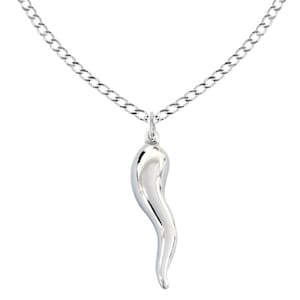 Sterling Silver Italian Horn Curb Chain Necklace 24&quot;