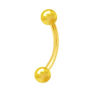 14k Solid Gold Ball Eyebrow Ring Barbell Body Jewelry (Yellow or White)