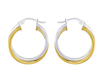 Orecchini A Cerchio Tubolare ø 42 Mm Con Chiusura A Ponte Placcati Oro Giallo In Argento 925 - Foto 7