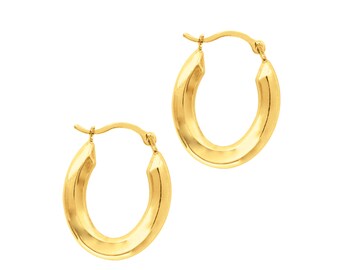 Shiny Oval Hoop Earrings in 10K Yellow Gold