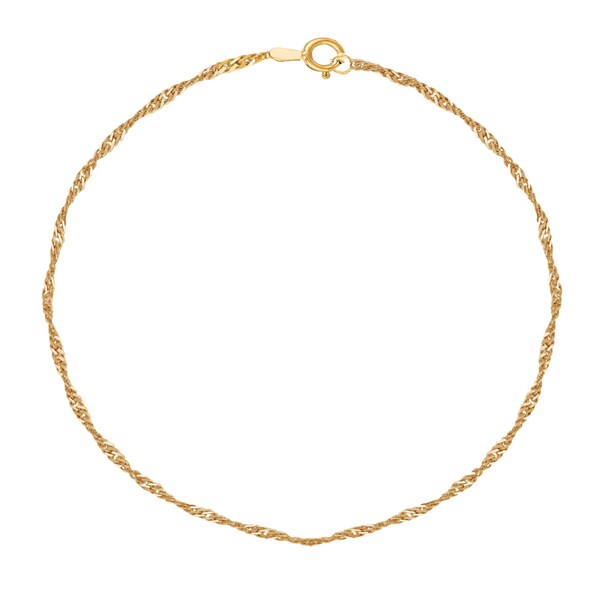 10K Gold Diamond Cut Singapore Chain Anklet / Ankle Bracelet / Foot Chain / Summer Jewelry