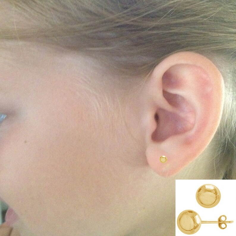 14k Yellow Gold Ball Stud Post Earrings 345678mm Etsy