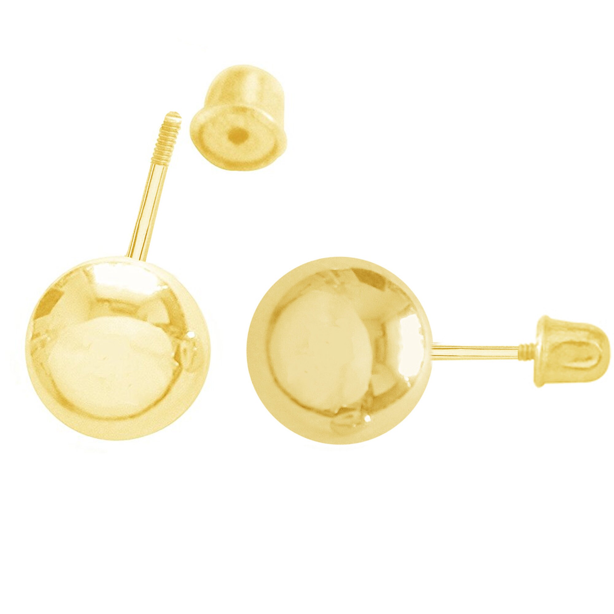 14k Gold Ball Stud Post Earrings With Screw Backs 34567mm Etsy