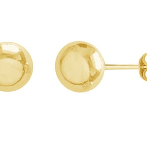 14k Yellow Gold Polished Shiny Ball Stud Post Earrings 3,4,5,6,7,8mm