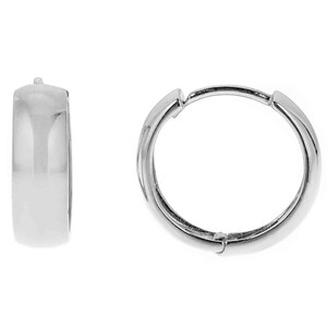 925 Sterling Silver Wide Shiny Huggie Polished Hoop Earrings 20MM