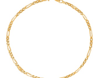 14k Gold Figaro Link Foot Chain Anklet Bracelet 1.3mm 10 Inches