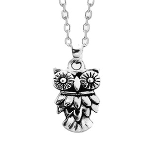 Owl Charm Necklace in Sterling Silver