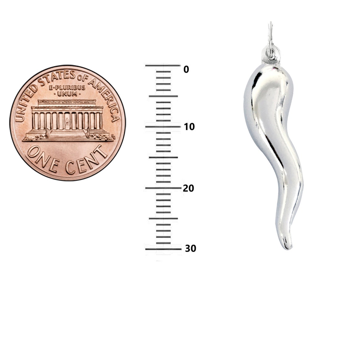 Sterling Silver Italian Horn Chain Necklace Etsy