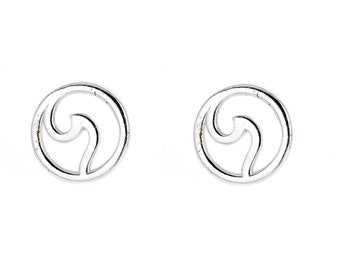Sterling Silver Wave Stud Small Earrings 10mm/Nature/ Ocean/ Earth jewelry