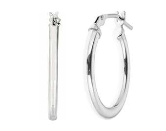 Sterling Silver U Tubular Oval Hoop Earrings