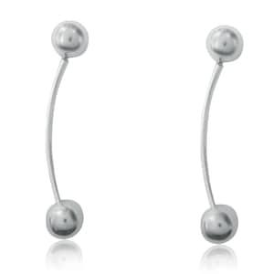 Ball Barbell Earrings, Shiny Cartilage Earrings Sterling Silver 925 Reversible 1.9 inche long 8mm balls