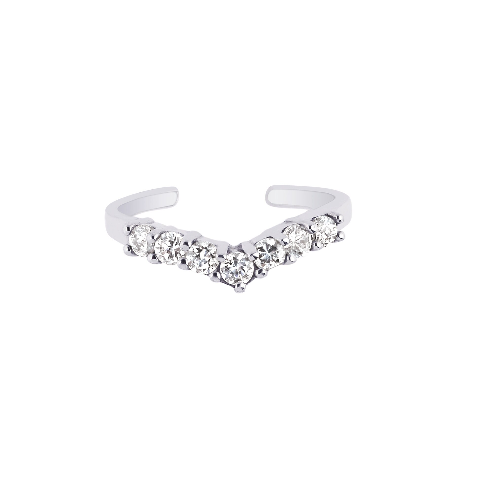 Sterling Silver Cubic Zirconia Band Ring Tiara V-shaped - Etsy