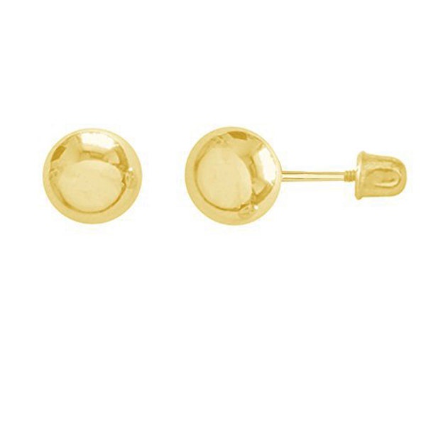 14k Gold Ball Stud Post Earrings with Screw Backs 3,4,5,6 or 7mm