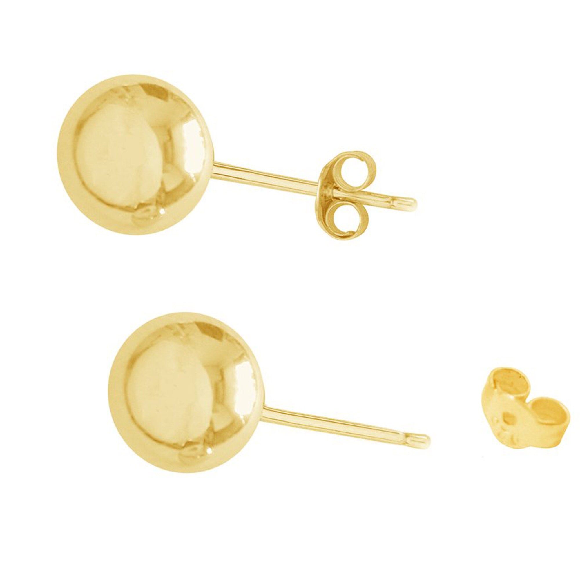 14k Yellow Gold Ball Stud Post Earrings 345678mm Etsy