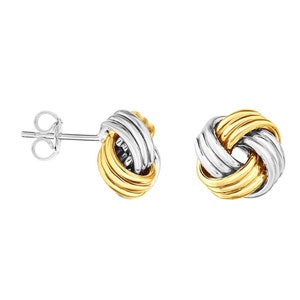 Sterling silver Trinity Celtic Knot Stud earrings two tone Silver and Gold image 1