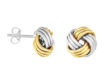 Sterling silver Trinity Celtic Knot Stud earrings two tone Silver and Gold