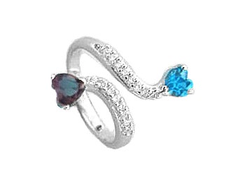 Sterling Silver Crossover Heart Toe Ring, CZ Accents, Adjustable