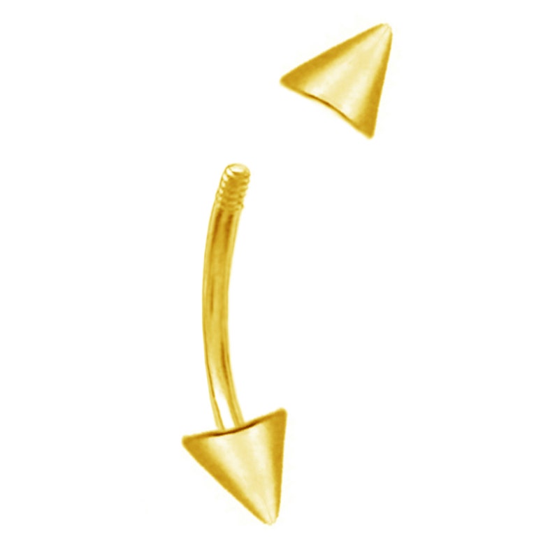 14k Solid Gold Cone Eyebrow Ring 16 Gauge Curved Cone barbell Conical Eyebrow Piercing Barbell Piercing