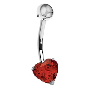 14k Solid Gold Genuine Garnet Belly Button Navel Ring Body Art (Yellow Gold or White Gold)