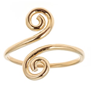10k Solid Yellow Gold Swirl Crossover Ring or Toe Ring