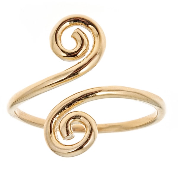 10k Solid Yellow Gold Swirl Crossover Ring or Toe Ring adjustable