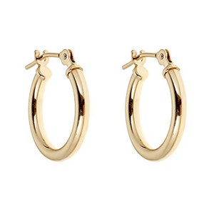 10k Yellow or White Gold Tubular Mini Huggie Hoops Hoop Earrings 12mm