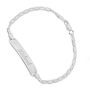 Sterling Silver Mariner Chain Baby ID Engravable Bracelet (Free Engraving)