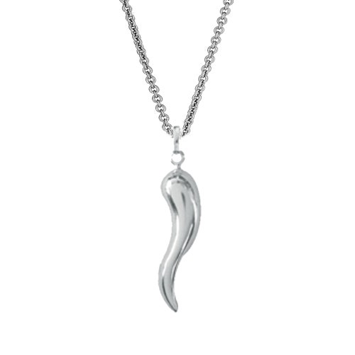 Sterling Silver Italian Horn Pendant Necklace Etsy