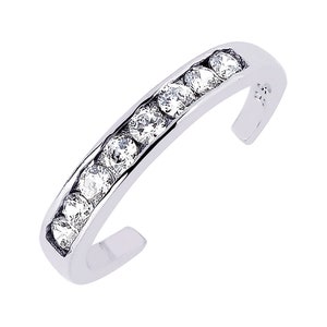 Cubic Zirconia Toe Ring: Adjustable Sterling Silver 925 Band