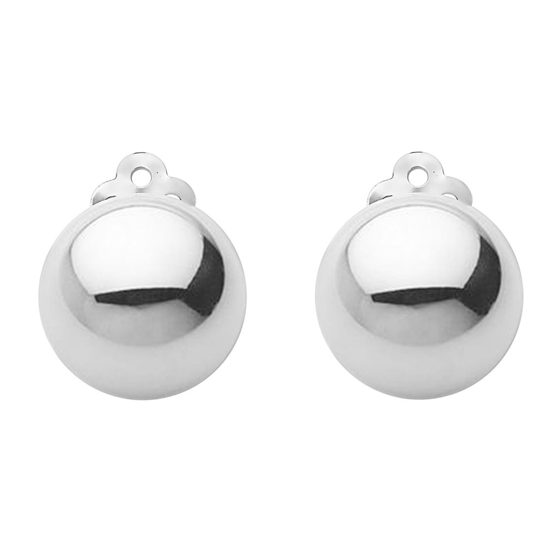 925 Sterling Silver Half Bead Ball Earring Clip on Earrings Etsy