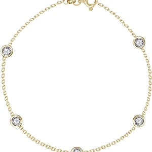 Gold Ton Sterling Silber CZ Station Armband - Made in Italy