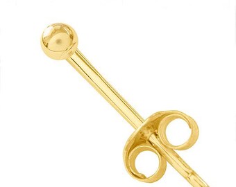 10K Gold Ball Ohrstecker: Einzeln, 2 mm, Nickelfrei