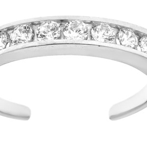 10k Gold Eternity Toe Ring: Adjustable Cubic Zirconia Band