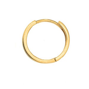 Heren unisex 14k echt gouden buisvormige hooggepolijste vierkante buisvormige Huggie Hoops enkele oorbel 11 mm