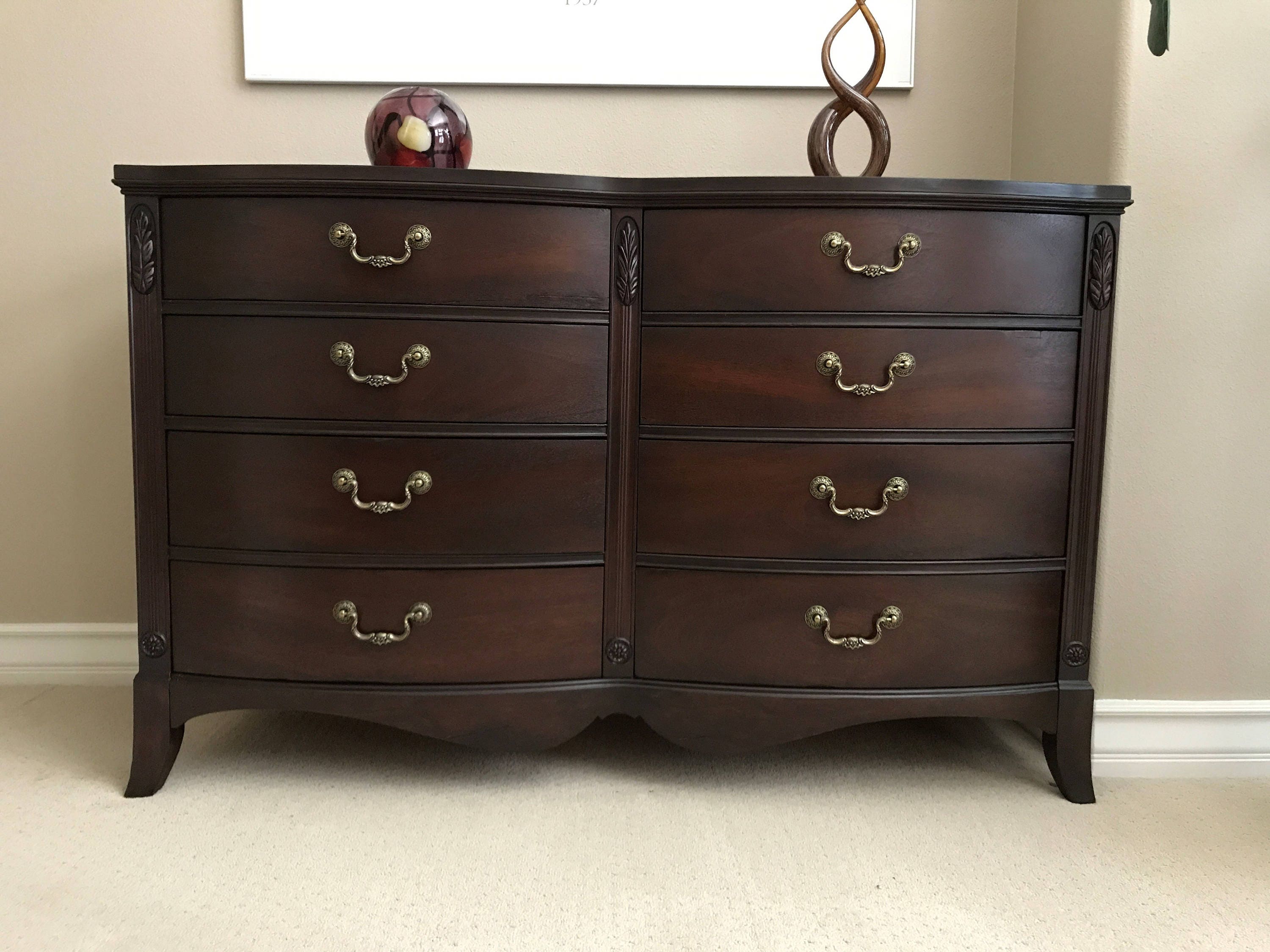 Sold Antique Bow Front Dresser Etsy