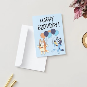 Bluey and Bingo kids Birthday Card