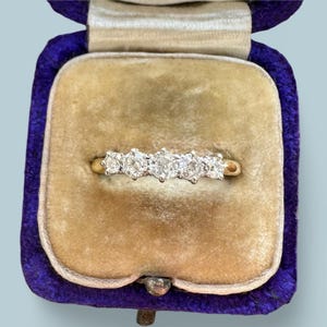 Vintage 18ct Gold, Platinum Five Stone Diamond Ring