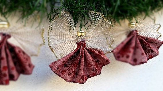 Christmas Decorations Burlap Ribbon Angels Angel Etsy
