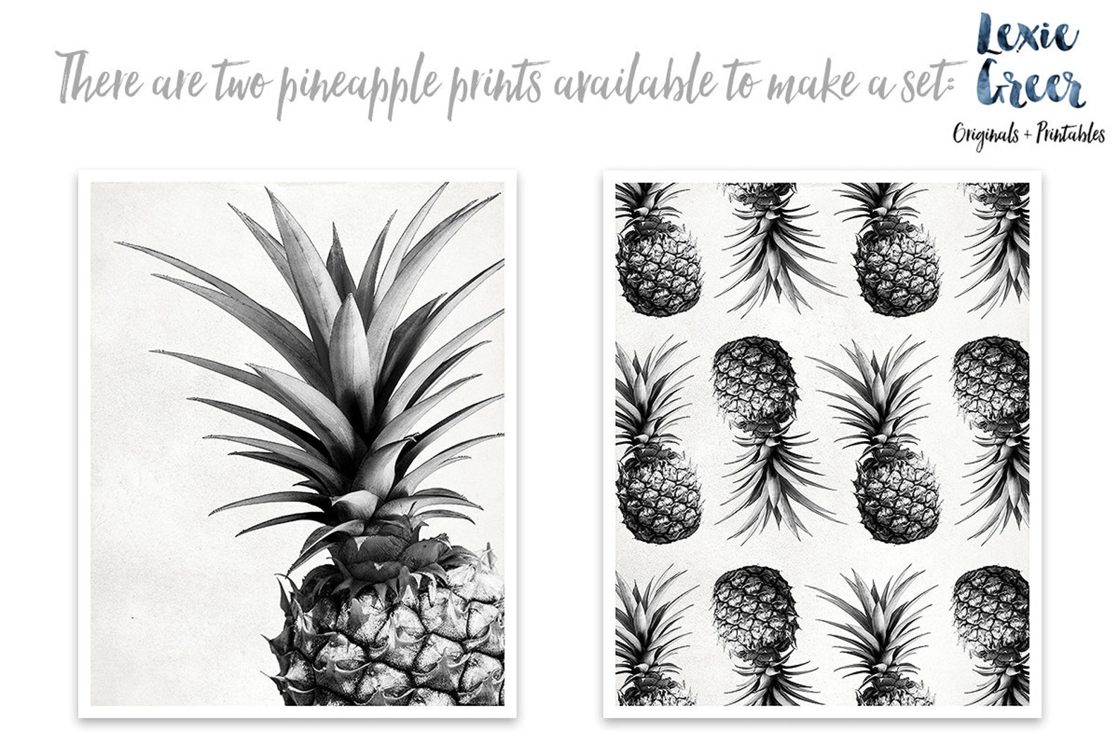 Pineapple Print Tropical Print Pineapple Photo Black and Etsy
