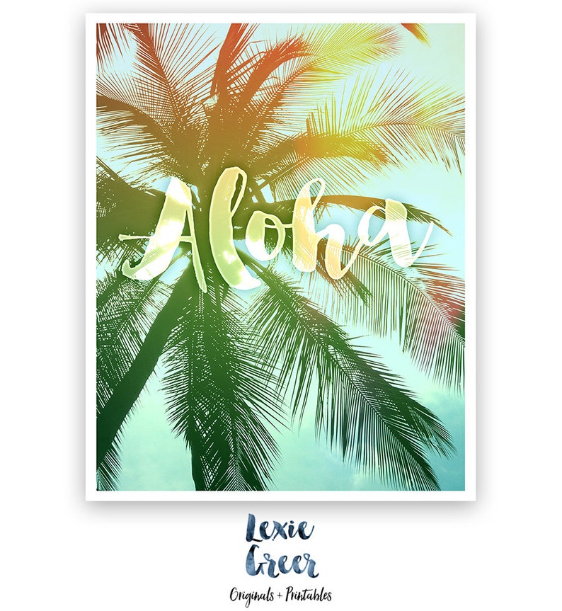 Tropical Art Print, Palm Tree Print, Aloha, Palm Trees Photo, Tropical Decor, Printable Art, Palm Trees Wall Art image 2