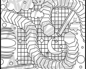 Página para colorear de formas abstractas en el espacio
