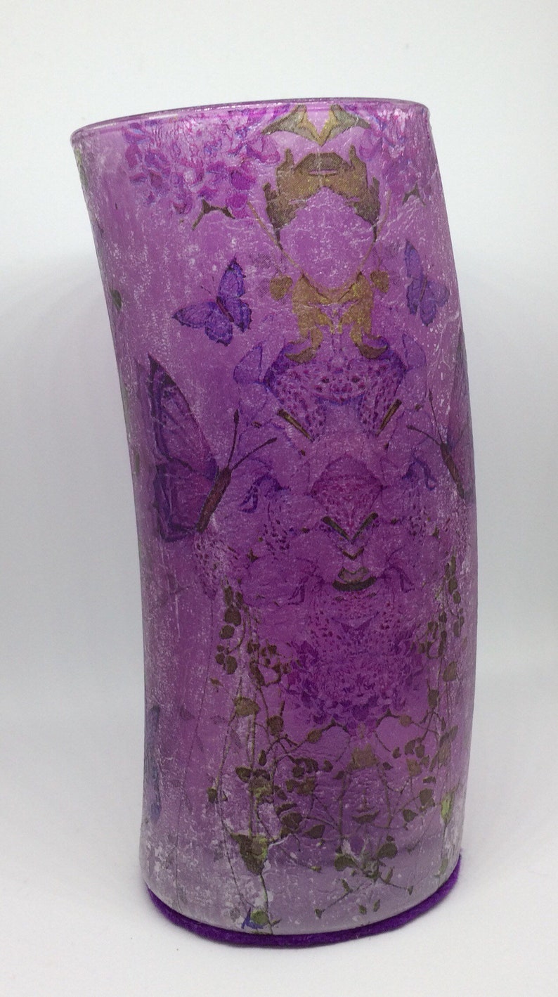 Christmas Gifts Glass Vase Decoupage Butterflies Etsy