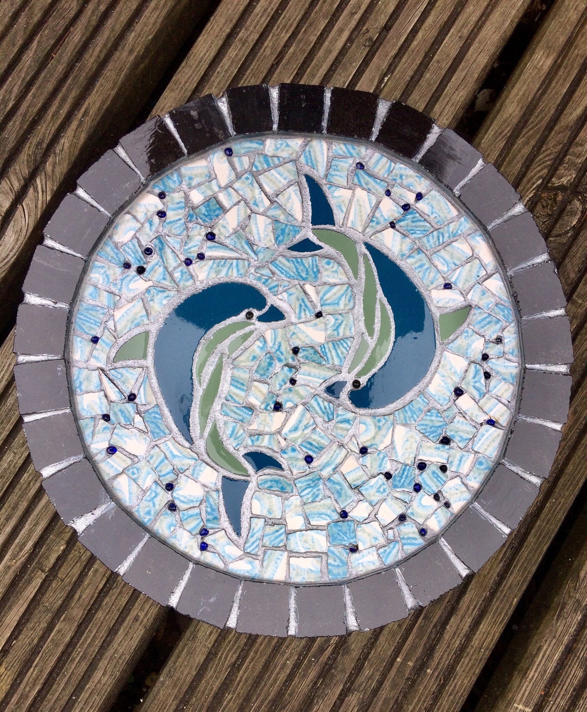 Sold/gifts/stepping Stone / Garden Art / Mosaic / Dolphins / Etsy