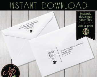 Calligraphy Envelope Printable, EditableEnvelope Template, Graduation Envelope, Envelope Template, A6 & A7 Envelope PDF Instant Download