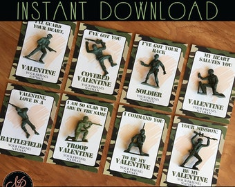 Kids Army Valentine Cards, Army Valentines Day Cards, Add Army Men Valentines, Army Camo Valentines, Valentines, Instant Download pdf File